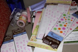 Scrapbooking supplies used to decorate cards