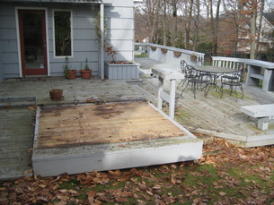 Hot tub removed and deck now ready for painting
